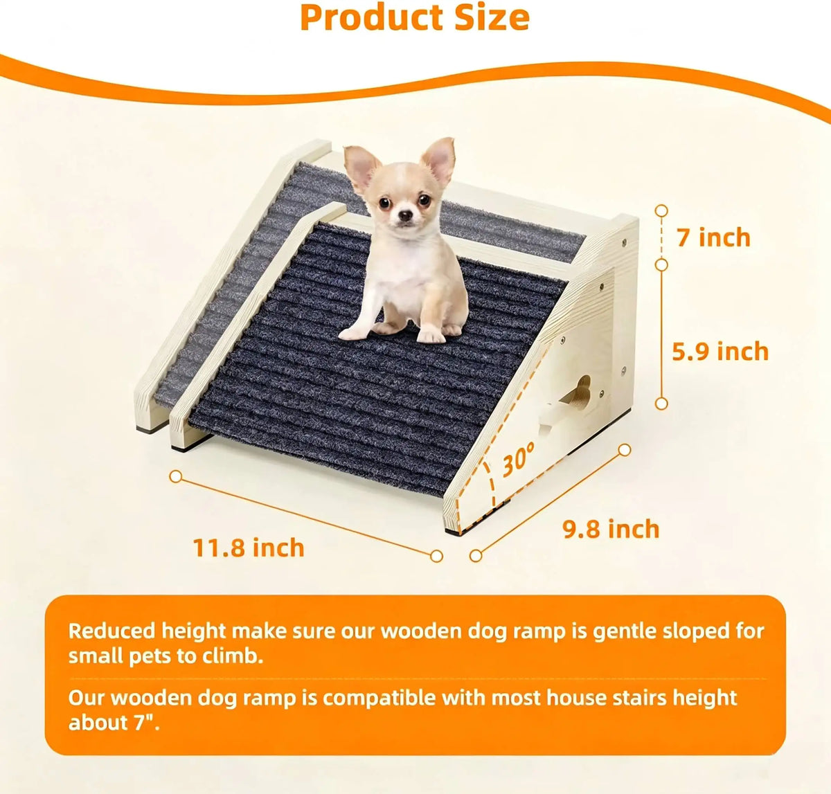 Wooden Dog Stairs Dog Ramps Small Dogs Pets Anti-skid Steps Bed Pet Ramp Pet Stairs for High Bed Sofa Older Cats Dogs