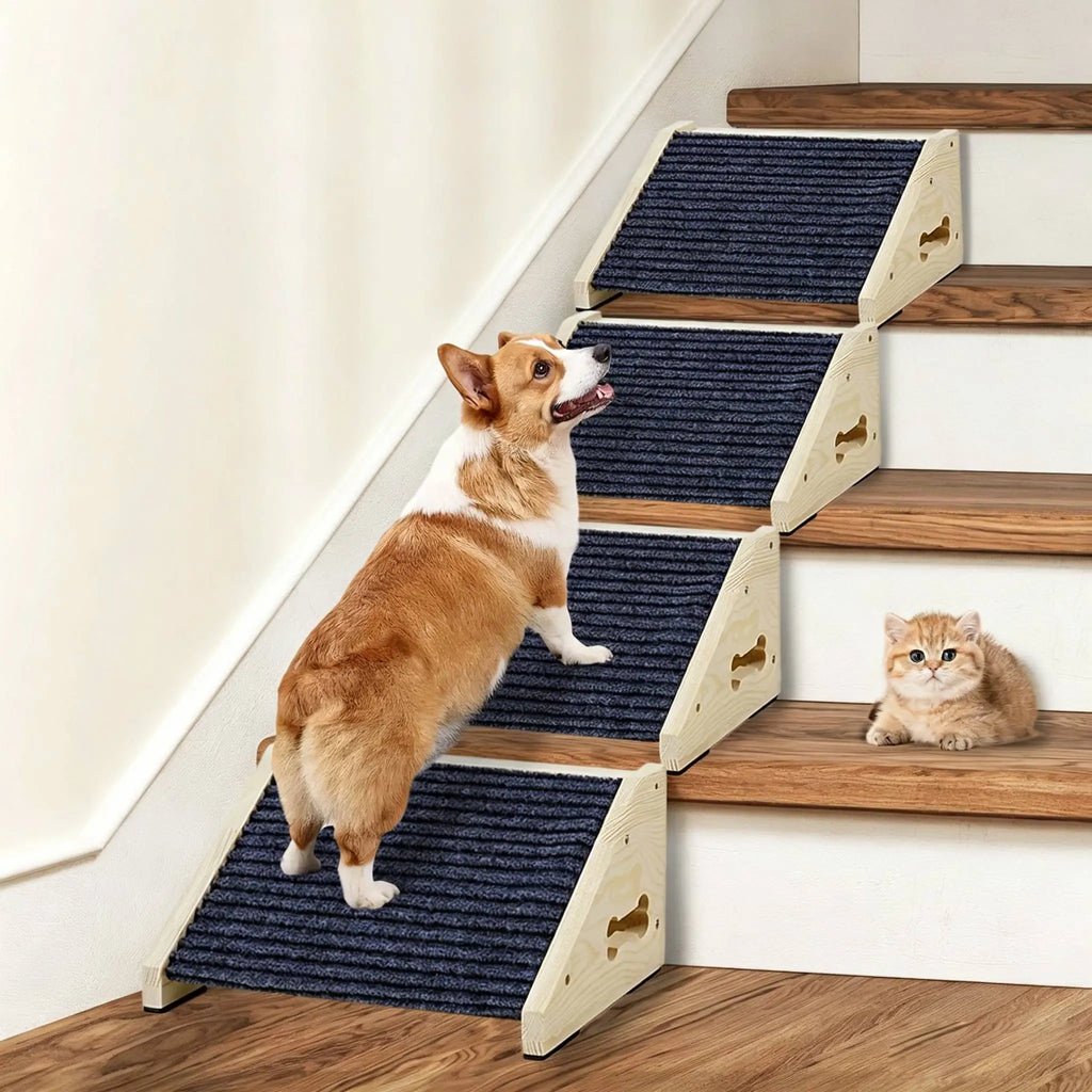 Wooden Dog Stairs Dog Ramps Small Dogs Pets Anti-skid Steps Bed Pet Ramp Pet Stairs for High Bed Sofa Older Cats Dogs