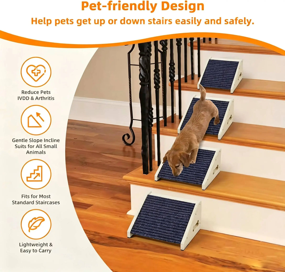 Wooden Dog Stairs Dog Ramps Small Dogs Pets Anti-skid Steps Bed Pet Ramp Pet Stairs for High Bed Sofa Older Cats Dogs