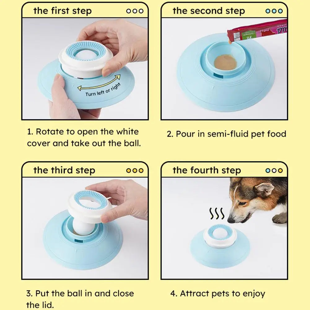 Dog Lick Ball Toy for Dog Cat Food Calming Enrichment Toy for Bathing Grooming Anxiety Relief Lick Mat